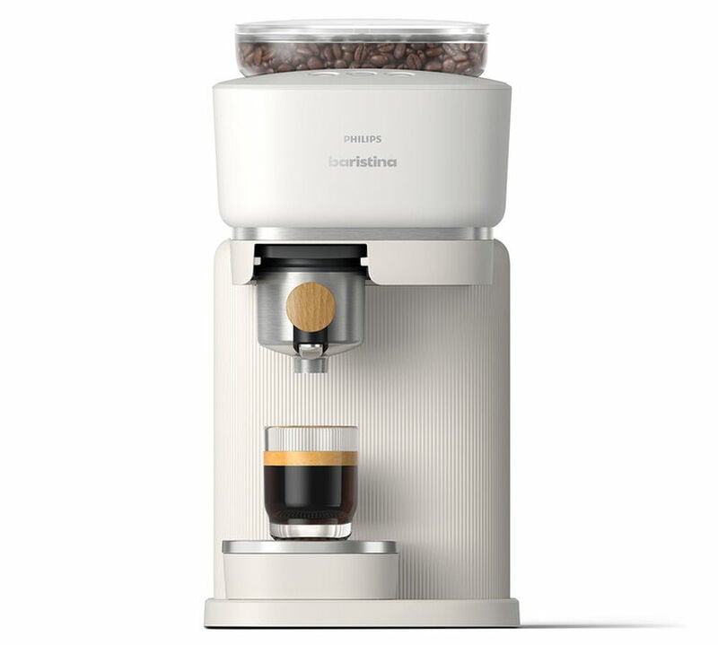 Machine expresso broyeur PHILIPS Baristina BAR302/20 Baristina premium blanche porte-filtre en bois - 1