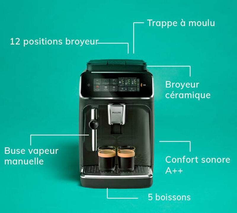Expresso Broyeur PHILIPS SilentBrew EP3321/40 Noir laqué - 2
